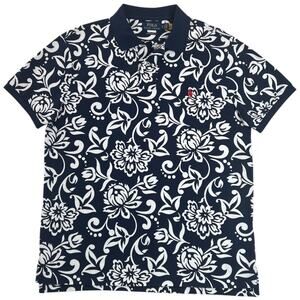 Polo Ralph Lauren Custom Slim Fit Floral Polo Navy White Cotton Shirt Men’s L